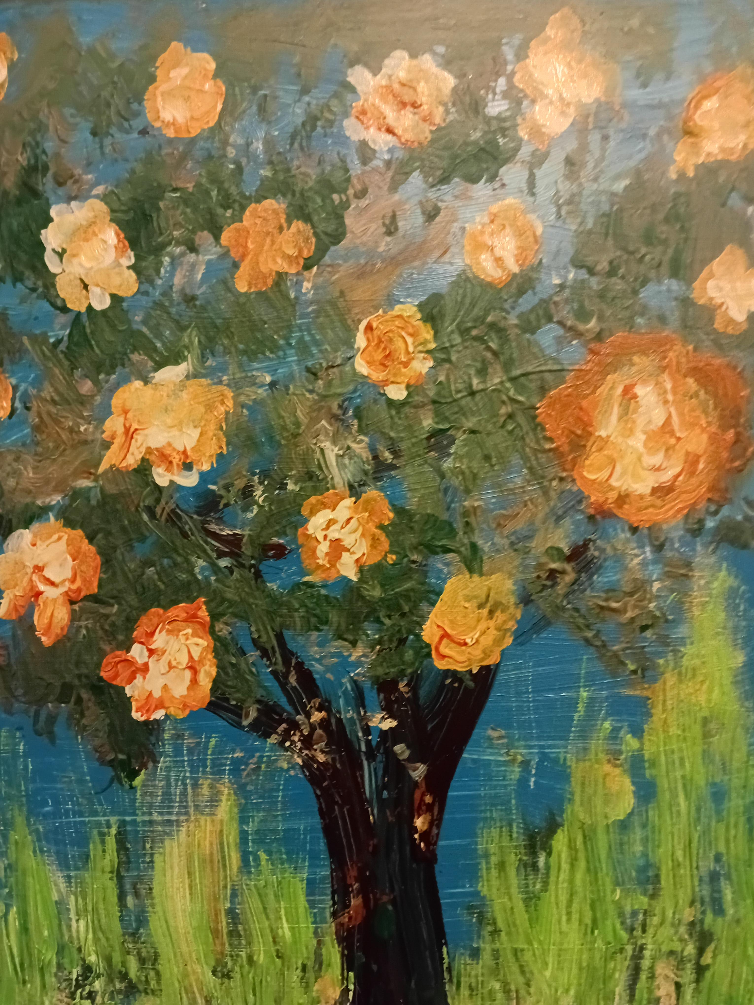 flowerly tree (drawn on tile)